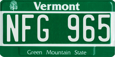 VT license plate NFG965