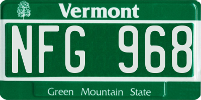 VT license plate NFG968