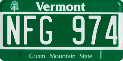 VT license plate NFG974
