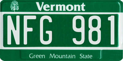 VT license plate NFG981