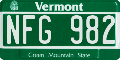 VT license plate NFG982