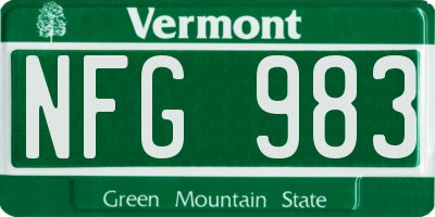 VT license plate NFG983