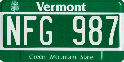 VT license plate NFG987