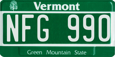 VT license plate NFG990