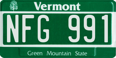 VT license plate NFG991