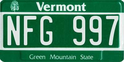 VT license plate NFG997