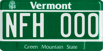 VT license plate NFH000