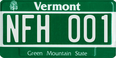 VT license plate NFH001