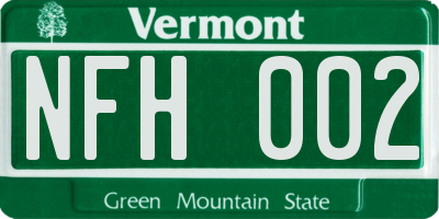 VT license plate NFH002