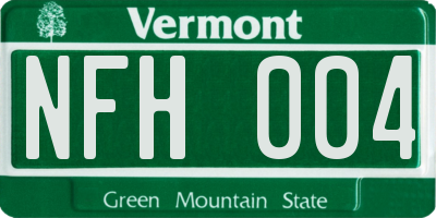 VT license plate NFH004