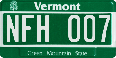 VT license plate NFH007