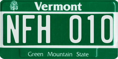 VT license plate NFH010