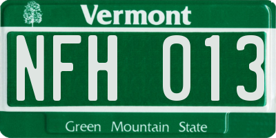 VT license plate NFH013