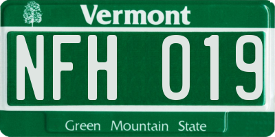 VT license plate NFH019