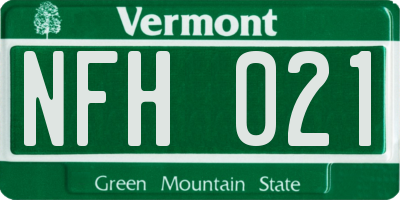 VT license plate NFH021