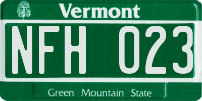 VT license plate NFH023