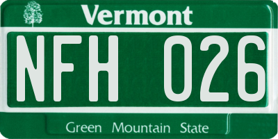 VT license plate NFH026