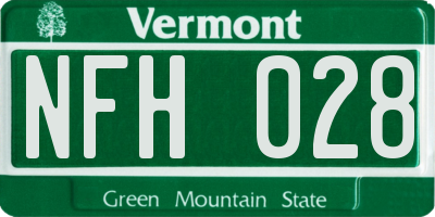 VT license plate NFH028