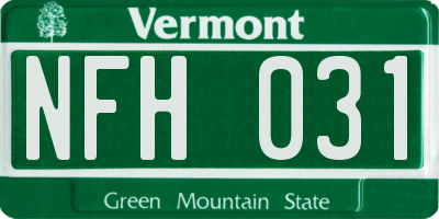 VT license plate NFH031