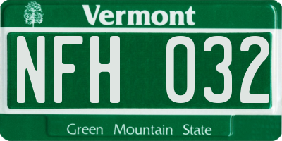 VT license plate NFH032