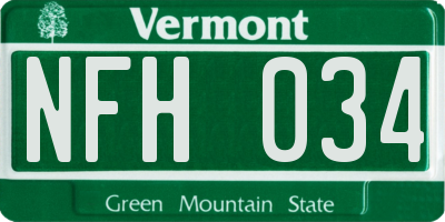 VT license plate NFH034