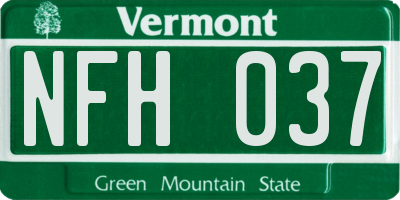 VT license plate NFH037