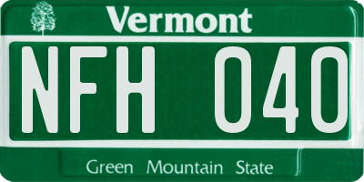 VT license plate NFH040