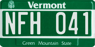 VT license plate NFH041