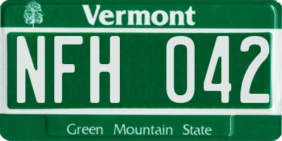 VT license plate NFH042