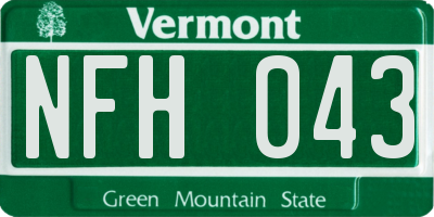 VT license plate NFH043