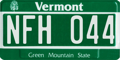 VT license plate NFH044