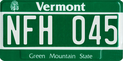 VT license plate NFH045