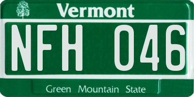 VT license plate NFH046