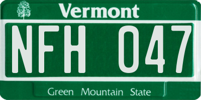 VT license plate NFH047