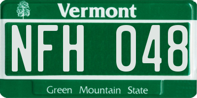 VT license plate NFH048
