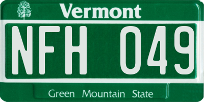 VT license plate NFH049