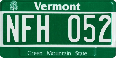 VT license plate NFH052