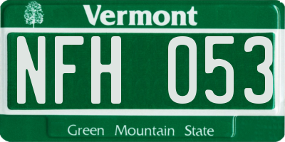 VT license plate NFH053