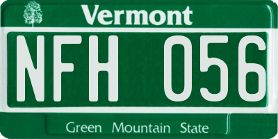 VT license plate NFH056