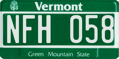 VT license plate NFH058