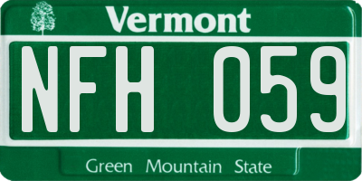 VT license plate NFH059