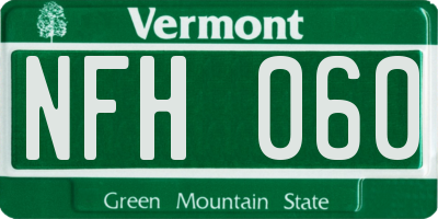 VT license plate NFH060