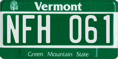 VT license plate NFH061
