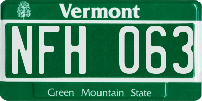 VT license plate NFH063