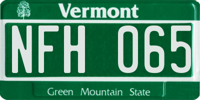 VT license plate NFH065