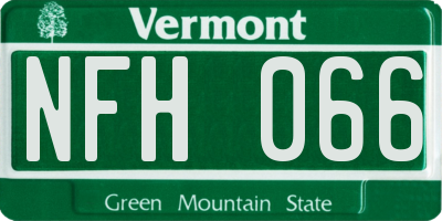 VT license plate NFH066