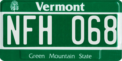VT license plate NFH068