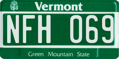 VT license plate NFH069