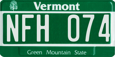 VT license plate NFH074