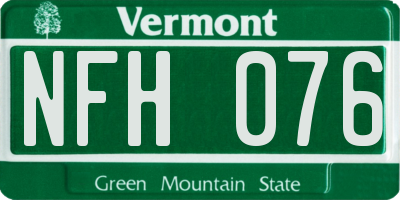 VT license plate NFH076